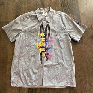 JCRT Nayland Blake ATDM Men's Size XL Button Limited Edition Graffiti Rabbit